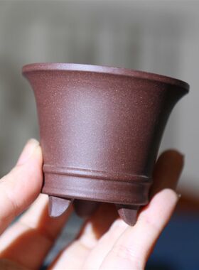 紫砂花盆微型老紫泥盆迷你特小手工F盆孙伟制特小掌上盆景盆微盆