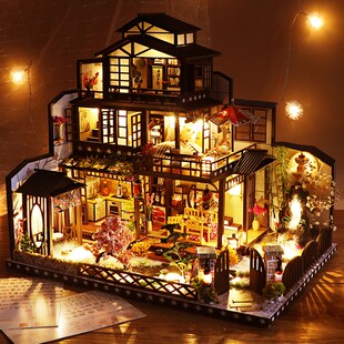 diy小屋古都望月日式古风别墅大型手工制作房子模型生日礼物男女