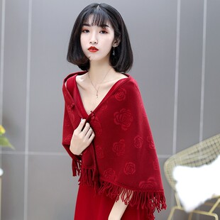新娘婚纱礼服毛披肩斗篷外套演出旗袍披肩式上衣秋冬外搭加厚女