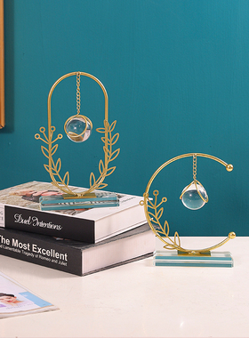 北欧简约创意几何铁艺摆件家居装饰品客厅电视柜酒柜水晶球小摆设