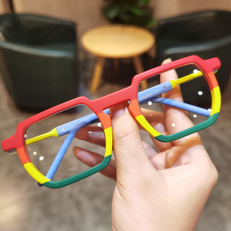 简丹小众大脸胖子加宽眼镜u框架个性时尚板材磨砂配近视150防蓝光