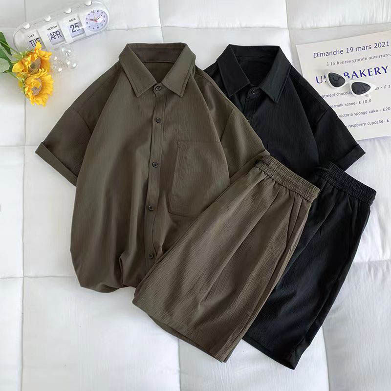 加肥加大码300斤古着休闲运动套装男女夏季衬衫两件套潮,男装,休闲运动套装,淘宝优惠券,粉丝福利购,淘宝优惠卷