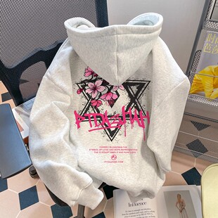 情侣装 涂鸦六芒星连帽卫衣男女春秋新款 上衣外套 300斤美式 特大码