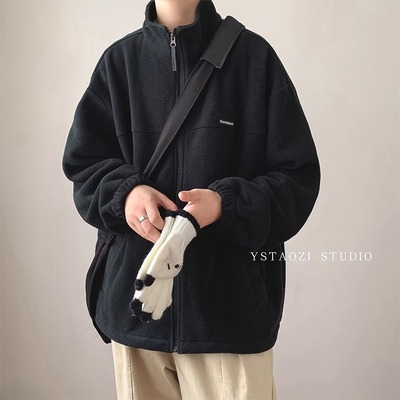 大码300斤复古立领摇粒绒外套