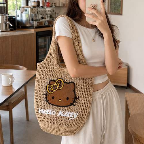 夏季HelloKitty草编包