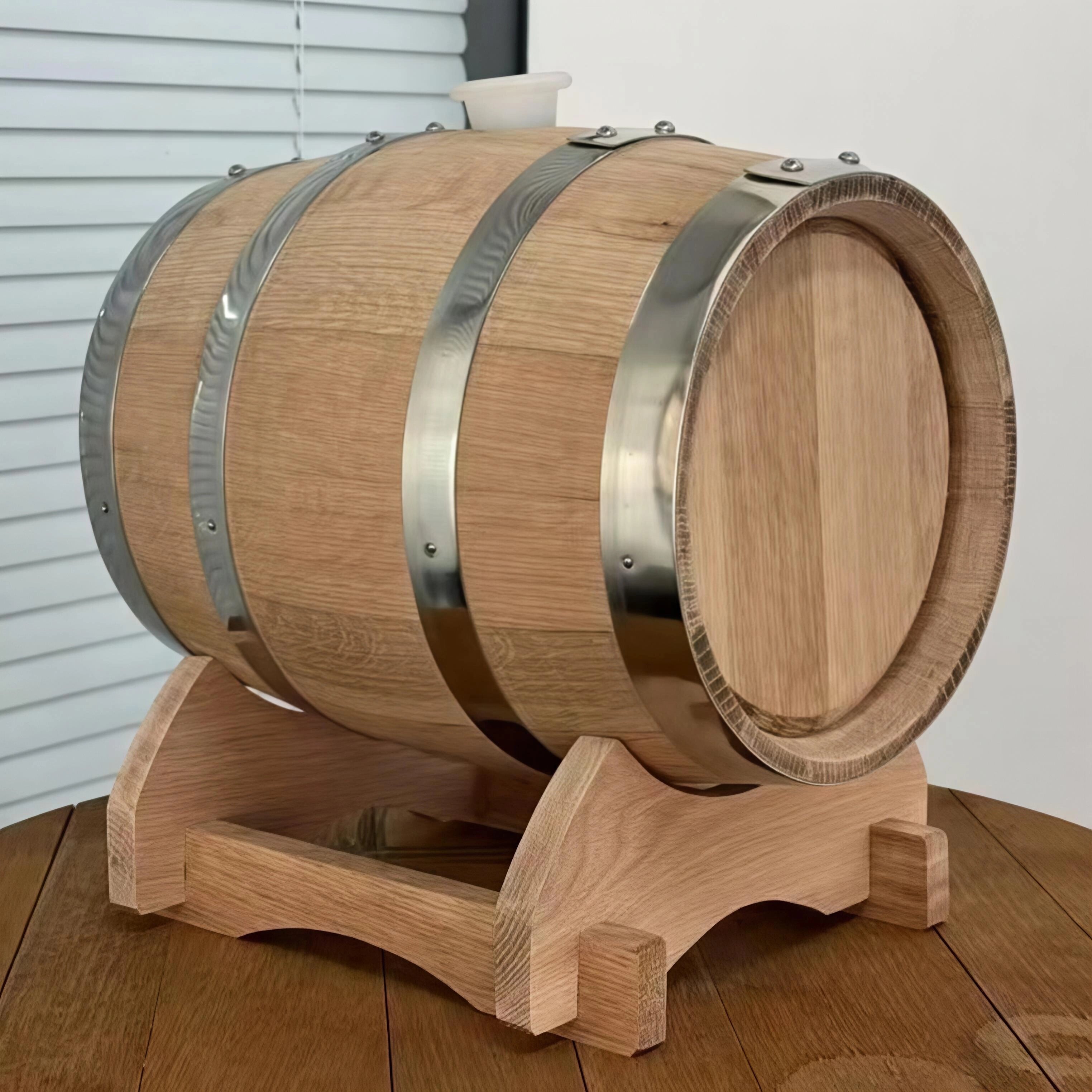 进口橡木桶美国法国红酒桶3L5L10L波本雪利酒桶酿酒木桶可视玻璃