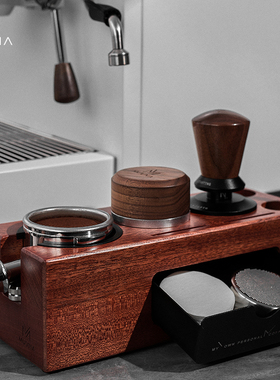 MUVNA慕威纳 意式咖啡实木压粉座布粉器压粉器底座手柄支架收纳盒