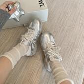 真皮百搭德训鞋 内增高蕾丝珍珠女透气休闲阿甘鞋 穿靴子 猫