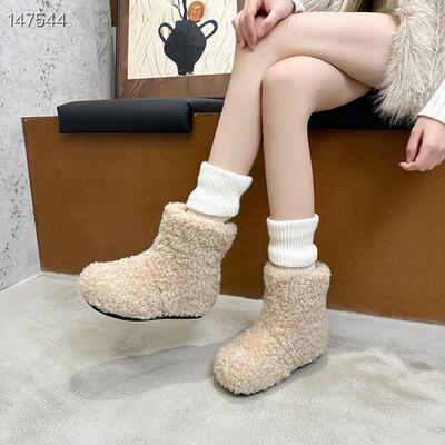 【穿靴子的猫】羊羔毛女加绒加厚雪地靴保暖内增高百搭短靴毛毛鞋