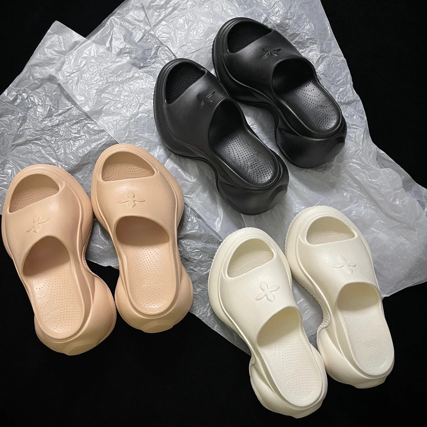 【穿靴子的猫】厚底拖鞋女2024夏季新款一体高跟一字拖凉鞋 9.5cm