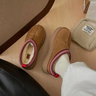 秋冬女Tazz塔茨保暖一脚蹬厚底乐福鞋 猫 羊毛雪地靴 穿靴子