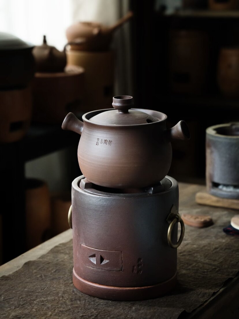 围炉古法煮茶壶陶瓷带盖煮茶器煮白茶罐柴烧粗陶炭炉熬粥炖汤砂锅