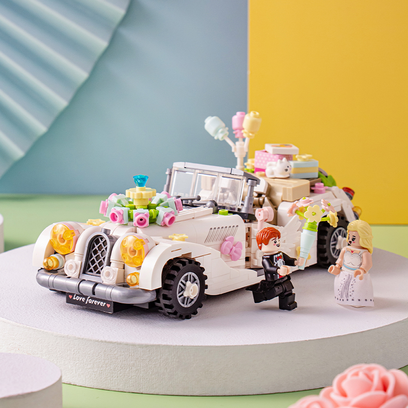 loz小颗粒积木浪漫婚车