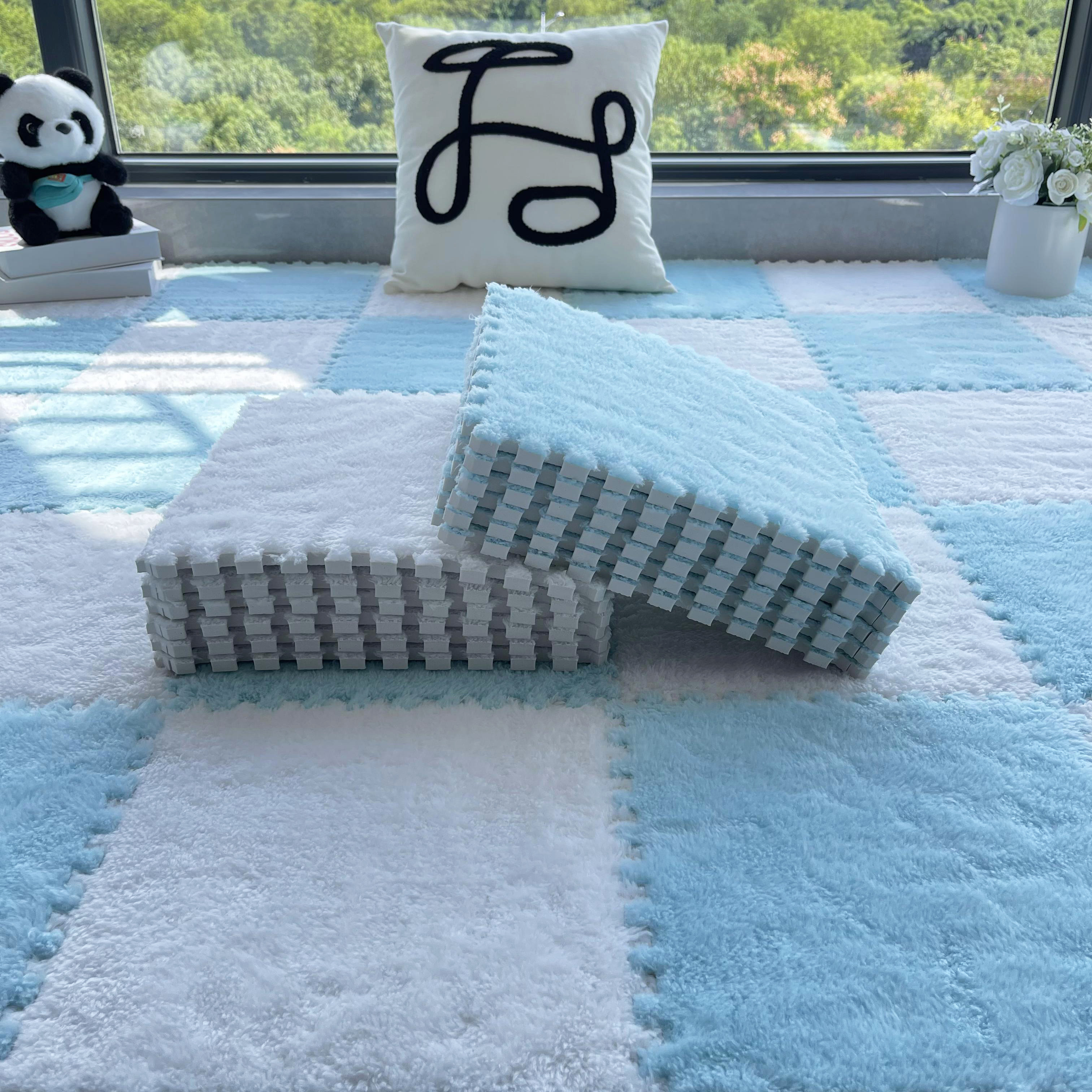 卧室地毯床边毛绒高级感免洗可擦毛毯婴儿防摔地垫房间加厚宠物垫