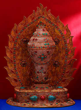 纯铜可吹响掐丝海螺带底座尼泊尔