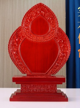 实木浮雕底座佛龛供桌家用供奉座台橡胶木菩萨神财神爷架放7寸像