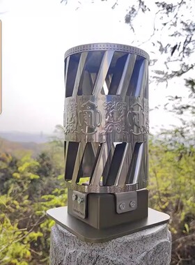 慈简藏式风动转轮经筒微风转动转桶不锈钢景点室外风力装饰摆件