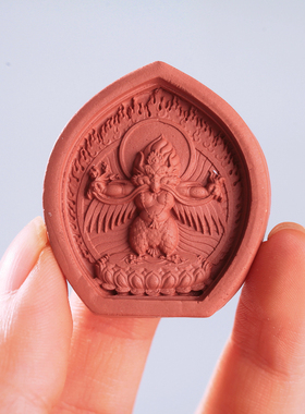 紫砂擦擦随身手工烧制吊坠文殊菩萨绿度母药师佛陶土泥砂黄财神大