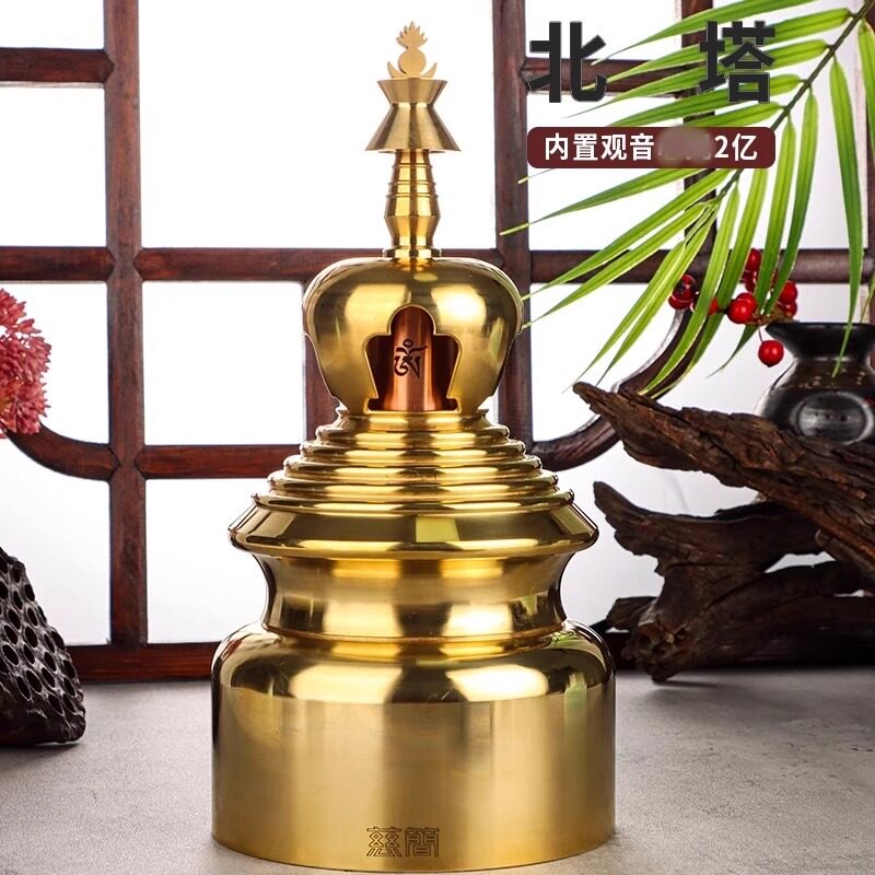 慈简藏式黄铜转轮经简微缩金文宝塔电动转筒家居摆件装饰佛堂玄关
