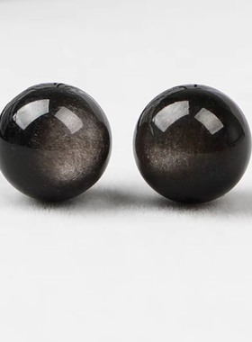 收藏级黑曜石散珠银眼彩虹眼转运珠招财手链圆珠纳福一颗单珠手串