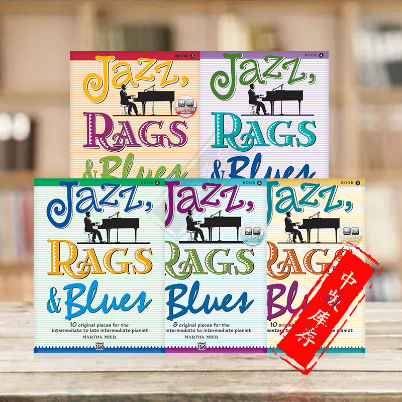 爵士 雷格泰姆 布鲁斯 原创作品 中级水平全套卷一至卷五 Martha Mier Jazz Rags Blues Book1-5 Original Pieces Piano 乐谱 书籍/杂志/报纸 艺术类原版书 原图主图