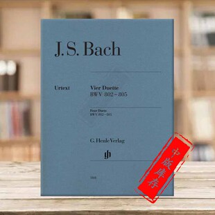 进口乐谱书 四首 无指法 巴赫钢琴二重奏 BACH Piano 805 Duets BWV802 HN1161 净版 Four 德国亨乐Henle原版