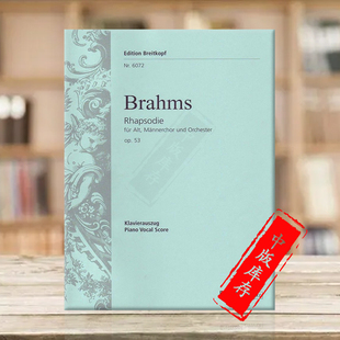 钢琴缩谱 狂想曲 片断 勃拉姆斯 德国大熊原版 Rhapsody 选自歌德 Brahms Op53 EB6072 冬之旅在哈尔茨山脉 乐谱书 声乐总谱