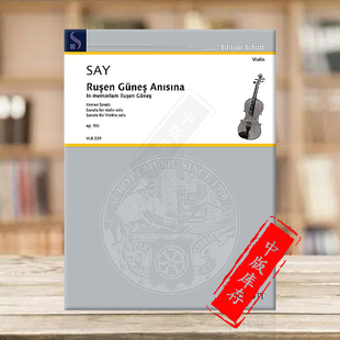 小提琴独奏 Say 纪念罗森古恩斯 Op92c Violin VLB229 赛伊 Sonata 德国朔特原版 奏鸣曲 Gunes Rusen 进口乐谱书 Solo Anisina