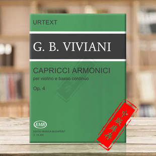 維維安尼和諧隨想曲 Z14252 Basso Viviani 布達佩斯原版 Continuo Armonici 小提琴和低音通奏 Violin and Capricci Op4 樂譜書