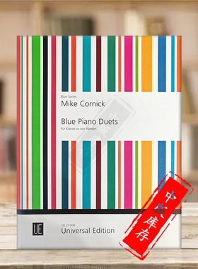 科尼克 布鲁斯蓝调钢琴二重奏 四手联弹 维也纳UE乐谱书 Blue mike Cornick Blue Piano Duets for piano 4 hands UE21006