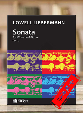 利伯曼长笛奏鸣曲Op23 附钢伴 原版进口乐谱书 Liebermann Sonata Flute and Piano 114-40463