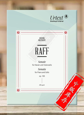 拉夫 大提琴奏鸣曲 op183 带钢琴伴奏 德国大熊原版进口乐谱书 Raff Cello Sonata EB9406