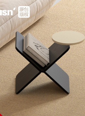 fusn复现·XMR374沙发边几茶几圆盘小户型小 边几书架杂志架客厅