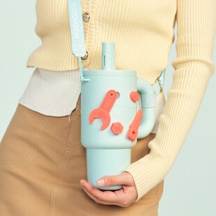 holoholo新品创意洞洞保温杯大容量吸管冰霸杯办公上学喝水杯子女