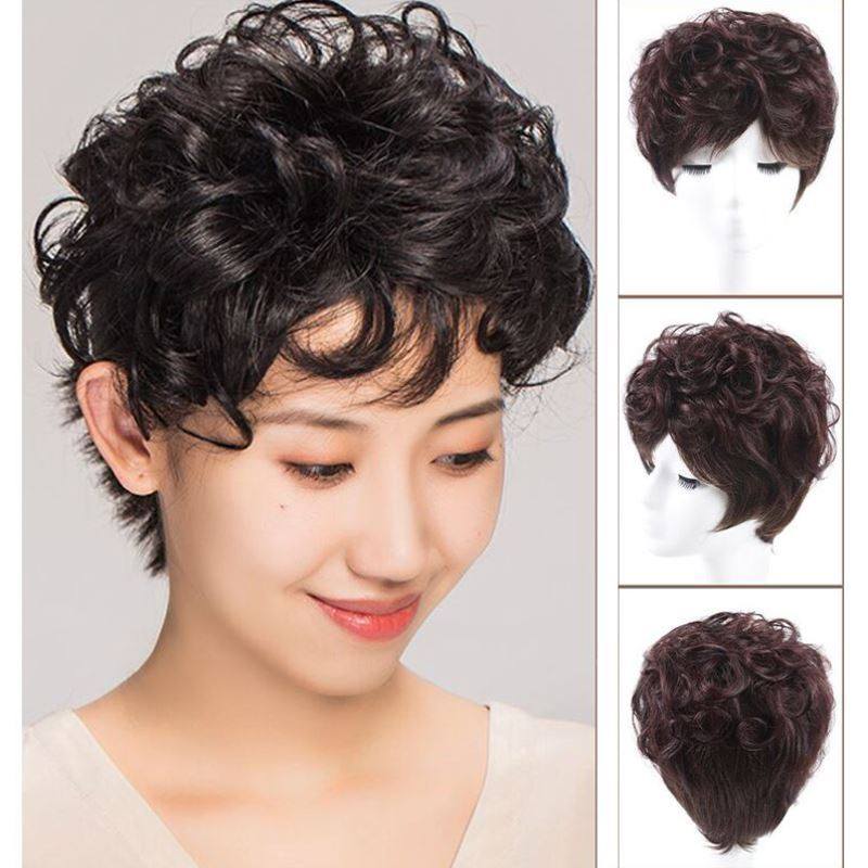 纤丝蔓热烫工艺卷发补发片遮白发增发量蓬松头顶时尚造型假发女