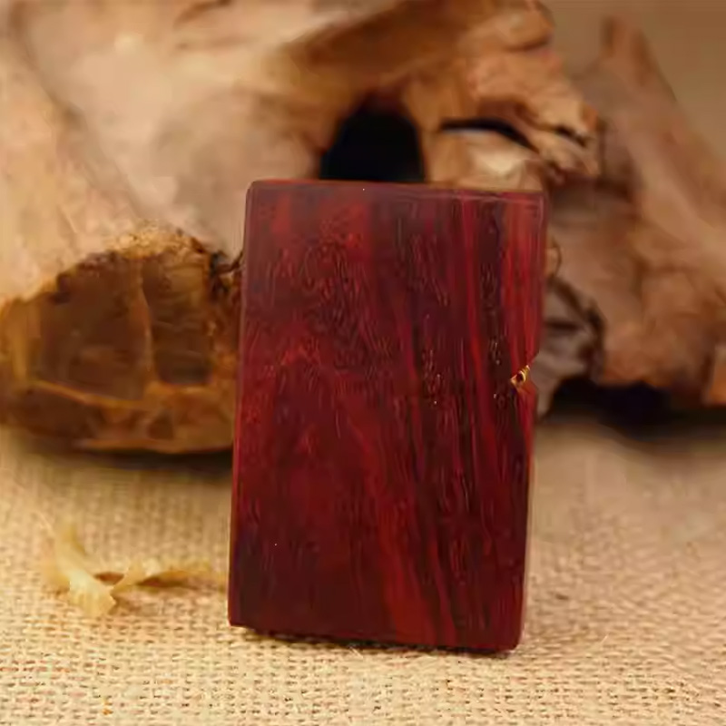 印度小叶紫檀金星火焰纹点烟器送长辈男友佳品红木循环打火机