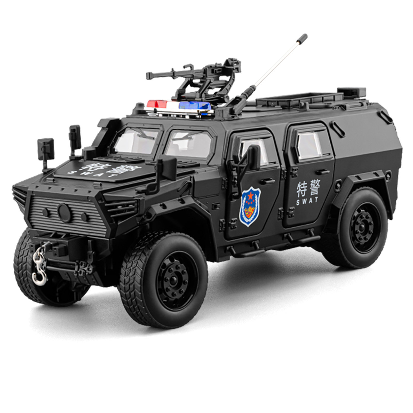 【HX113】车合金车模仿真声光回力军事特警装甲车模型男孩子玩具