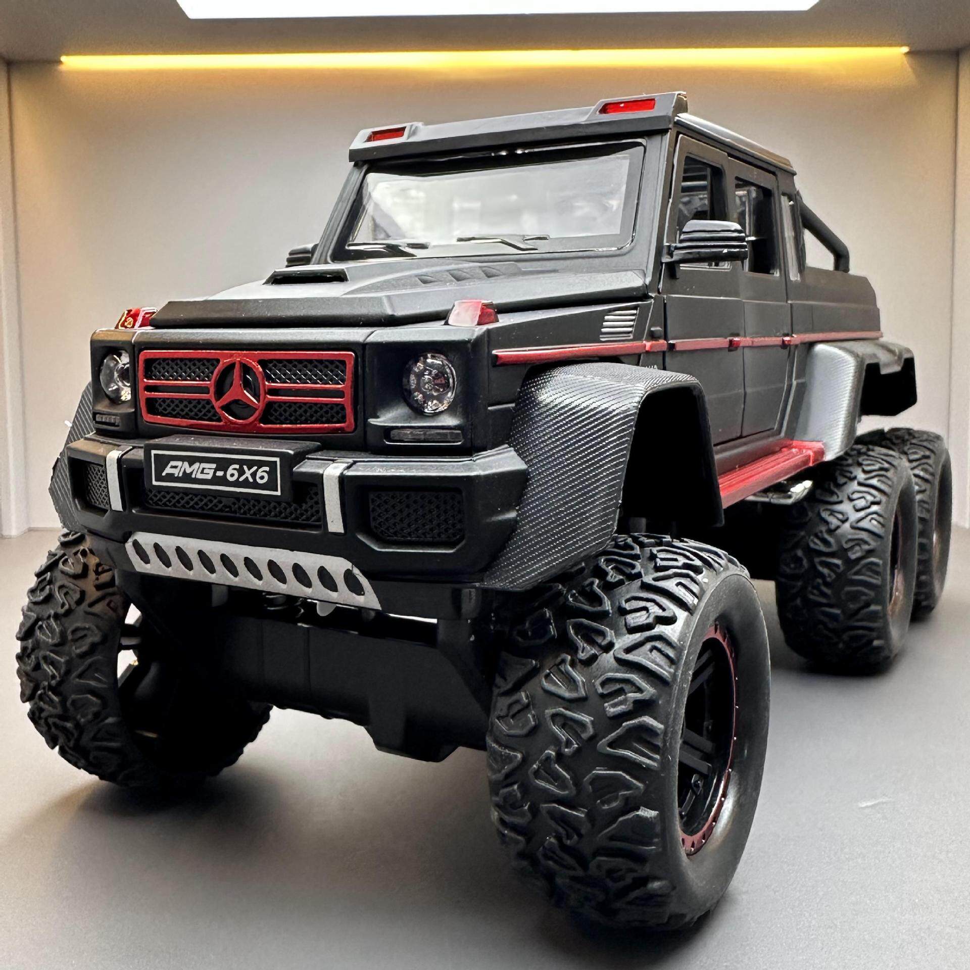 【DZ696】车致合金车模1:24大奔G65越野车6X6回力带声光玩具车音