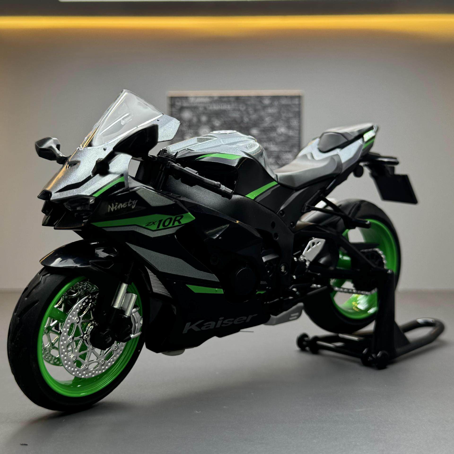 【DZ696】嘉业合金车模1:12川崎ZX10R摩托车带声光滑行玩具车音效