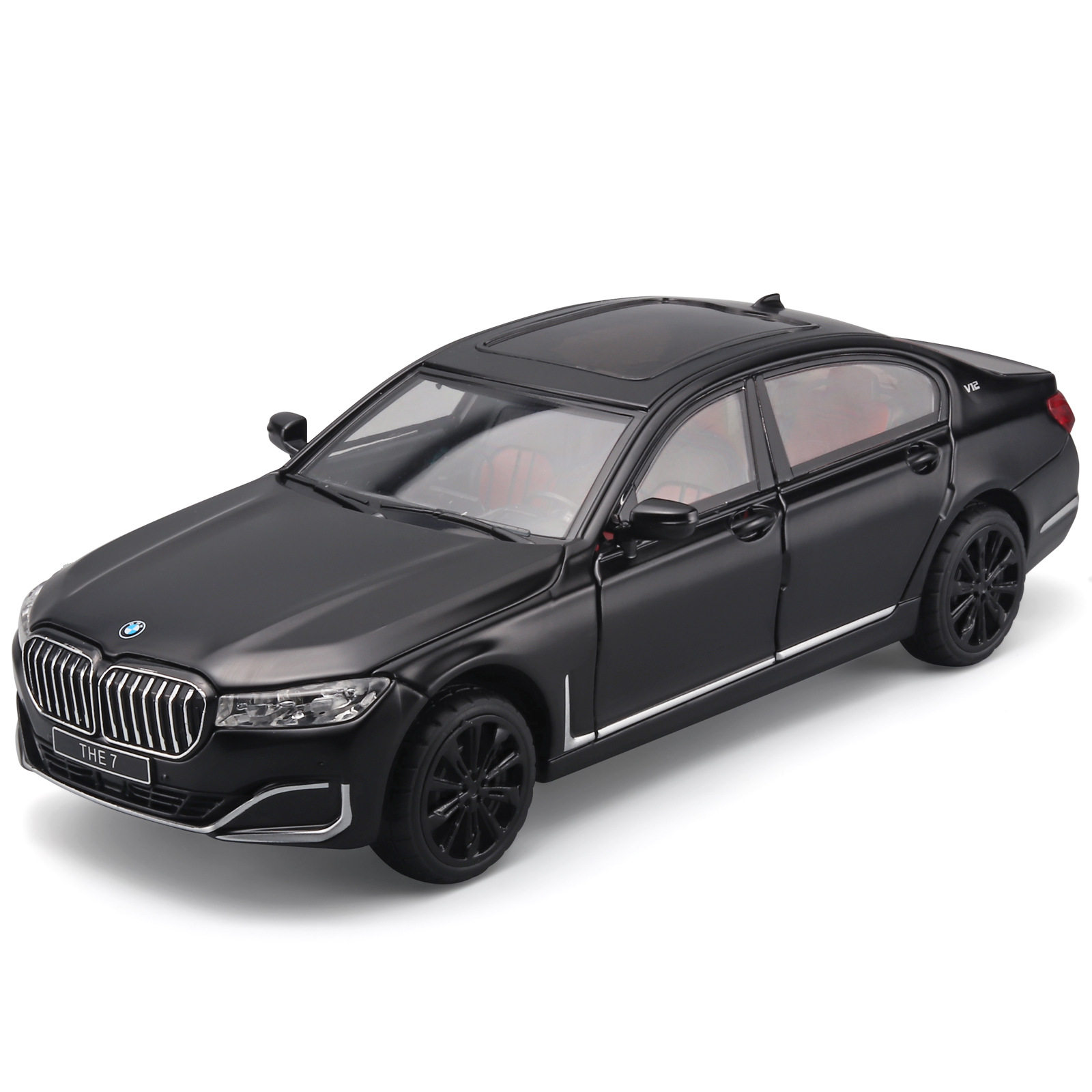 【HX323】760LI回力声光前轮联动仿真精品轿车模型儿童玩具合金车