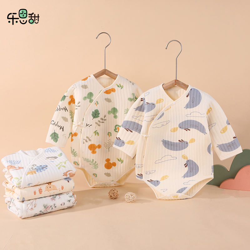 秋冬夹棉保暖婴儿包屁衣无骨缝制