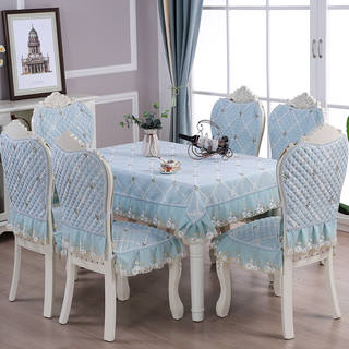 餐桌布餐椅垫椅套套装板凳椅子套罩通用靠背凳子套子蓝代（）蓝4