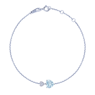 SASSY尚汐 海洋之心系列 18K白金手链女海蓝宝石生日礼物送女友