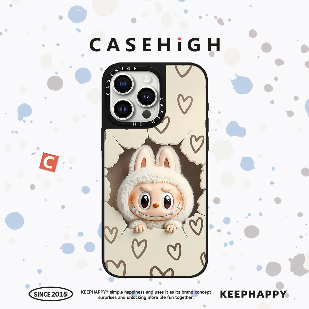 【C家】联名墙洞白色天使拉布布菠萝帽子适用苹果16promax手机壳iphone15pro镜面MagSafe磁吸14韩13pro可爱12