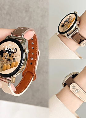 适用华为gt5手表带新款撞色真皮双钉扣gt432watch43pro高级感女士