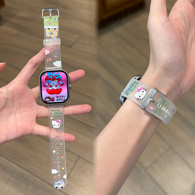 适用小米手环9pro表带红米watch45透明硅胶kt猫华为fit34pro可爱