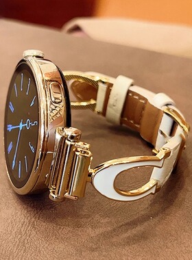 适用华为GT5表带GT6马蹄扣金属拼真皮watch3智能手表fit4pro腕带