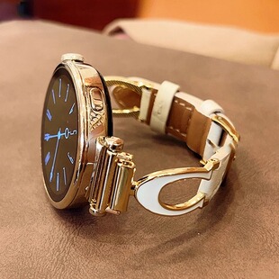 适用华为GT5表带GT6马蹄扣金属拼真皮watch3智能手表fit4pro腕带