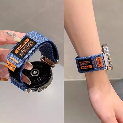 【品质保证】牛仔魔术贴回环表带