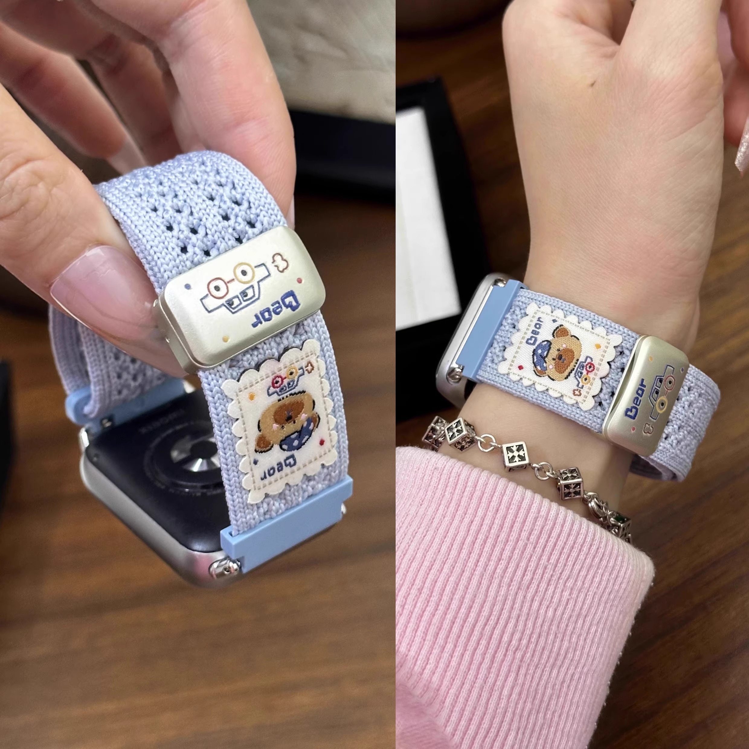 车标小熊编织表带小米手环9pro